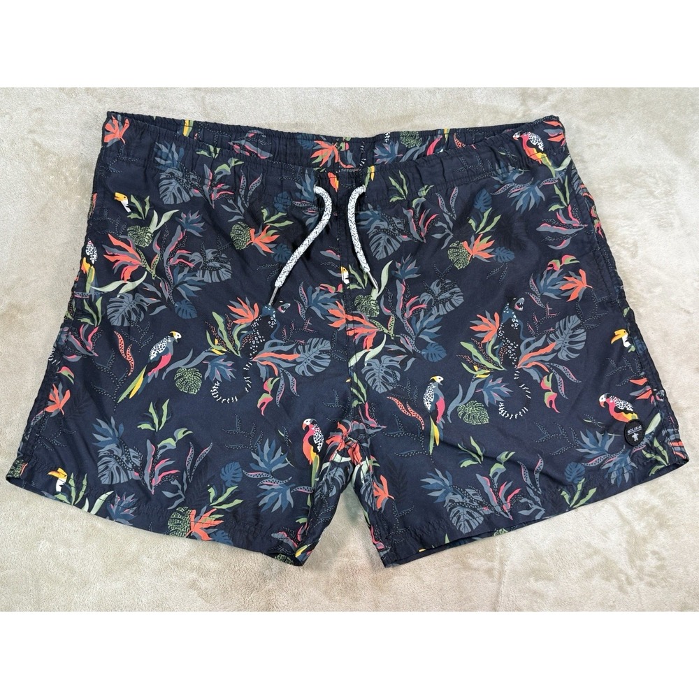 Molokai Surf Co Board Shorts Swim Trunks Size L Hawaiian Swim Trunks Parrot Navy